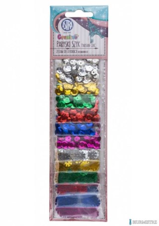 Cekiny zestaw Paryski Szyk mix 12 kolorów x 2g ASTRA, 335120002