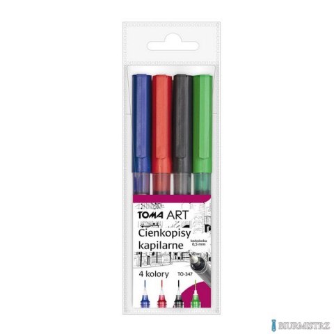 Cienkopisy kapilarne, końcówka 0,5mm, komplet 4 kolory TO-347-4 Toma
