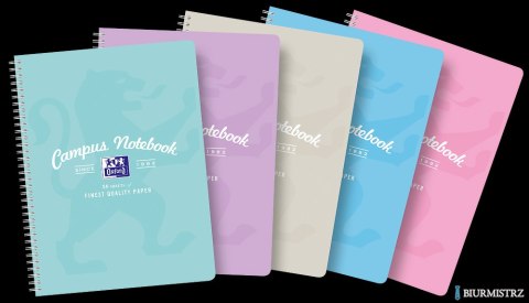 Kołozeszyt OXFORD CAMPUS A4+ 80k 90g pastel kratka z tagami 400160106