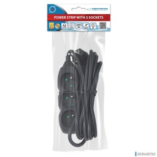 Listwa zasilająca przedłużacz 3 gniazda czarna 3m ESPERANZA ELK204K