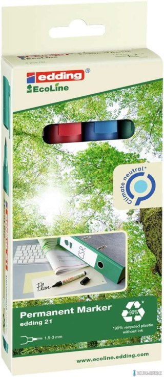 Markery EDDING permanentne ekologiczne 4 kol. etui okr.końc. 21/4s ed