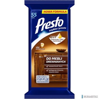PRESTO Ściereczki nawil. do mebli drewnianych 55 szt. 28758