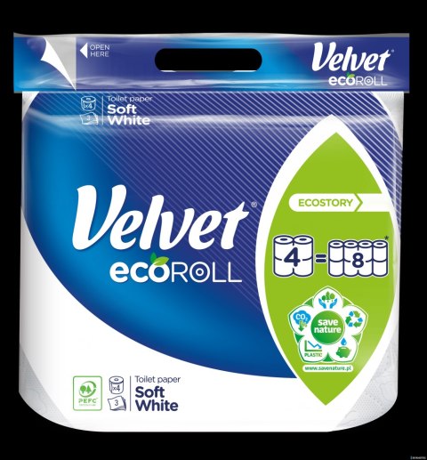 Papier toaletowy Velvet Ecoroll Soft White biały 4 rolki