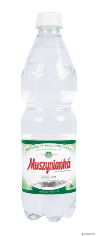 Woda MUSZYNIANKA 0.6l niskonasycona CO2 zgrzewka 8 szt. (zielona) KAUCJA