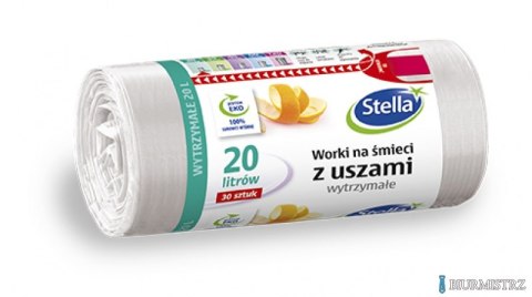 Worki na śmieci z uszami wytrzymałe 20L 30szt. białe (HD-LD) STELLA