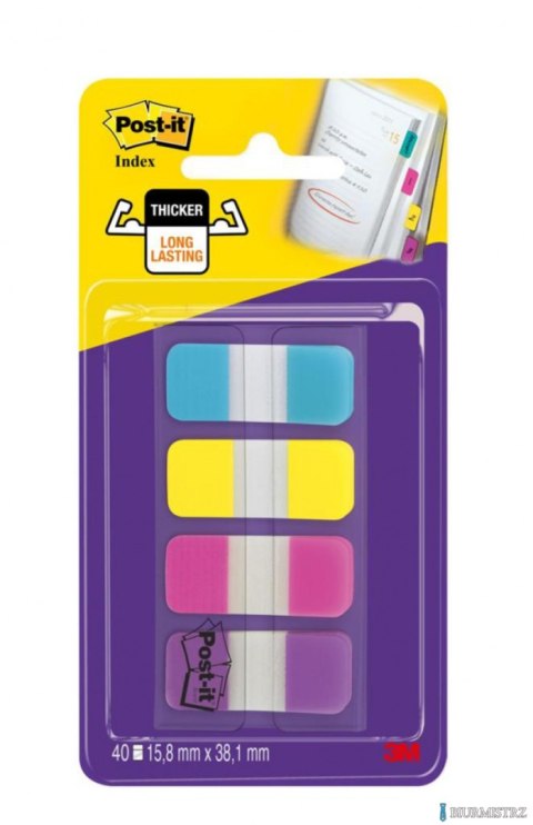 Zakładki indeksujące POST-IT do archiwizacji (676-AYPV), PP, silne, 16x38mm, 4x10 szt., mix kolorów