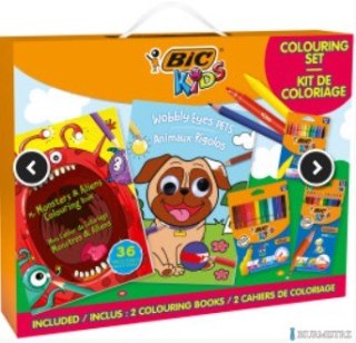 Zestaw kreatywny BIC z kolorowanką 512023/92611 (12 flamastrów + 12 kredek świecowych + 12 kredek ołówkowych + 2 kolorowanki)