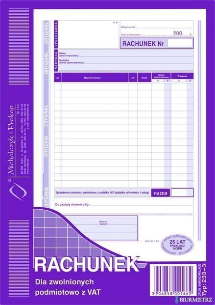 233-3 Rachunek MICHALCZYK&PROKOP A5 (pion) 80 kartek