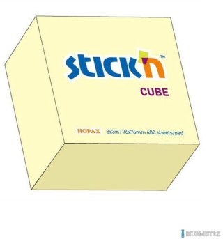 Bloczek STICKN 76x76mm 400k żółty pastelowy 21072