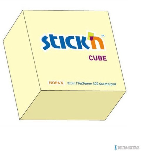 Bloczek STICKN 76x76mm 400k żółty pastelowy 21072