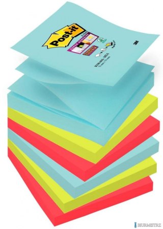 Bloczek samoprzylepny POST-IT_ Super sticky Z-Notes, (R330-6SS-MIA), 76x76mm, 6x90 kart., paleta Miami