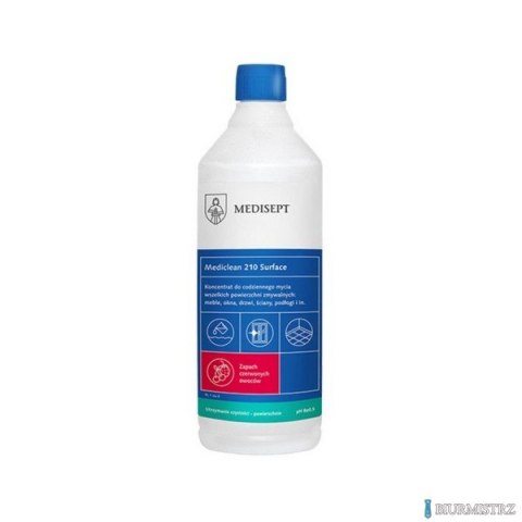 MEDICLEAN 210 Surface Uniwersalny koncentrat do mycia wszelkich powierzchni wodoodpornych 1l (czerwone owoce)