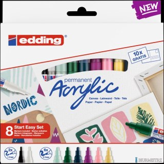 Markery akrylowe zestaw kreatywny nordic 8 kolorów ACRYLIC/8S/NORDIC Edding