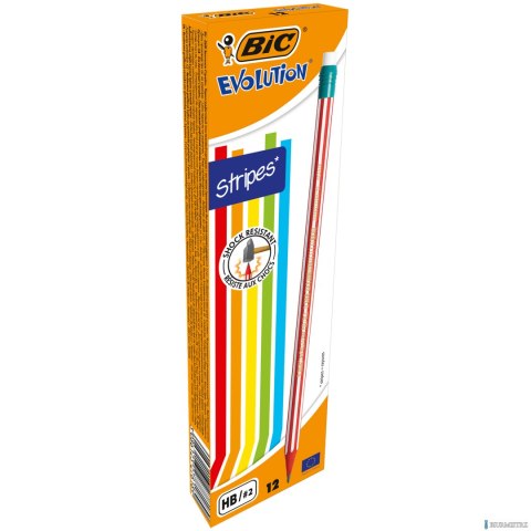 Ołówek z gumką BIC Evolution Stripes 646 HB , 8960342