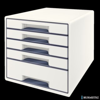Pojemnik z 5 szufladami LEITZ WOW biało-szary 52142001