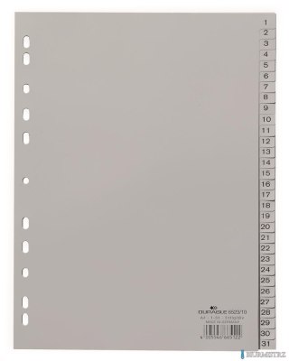 Przekładki PP A4 szare, nadrukowane indeksy, 1-31 Szary 652310 DURABLE
