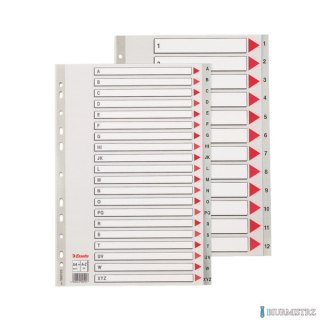 Przekładki plastikowe szare PP alfabetyczne A4 Esselte, A-Z maxi, 100129