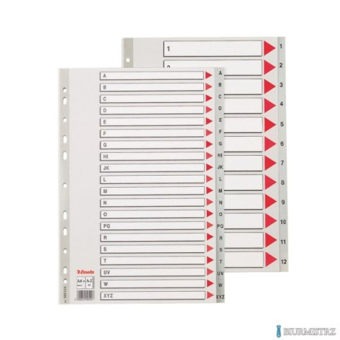 Przekładki plastikowe szare PP alfabetyczne A4 Esselte, A-Z maxi, 100129