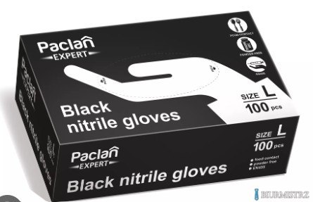 Rękawice nitrylowe czarne L 100szt. PACLAN