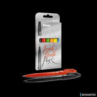 Zestaw pisaków pędzelkowych do kaligrafii i liternictwa SES15C-ST6ABCDFGSPL PENTEL