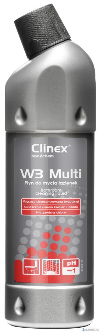 CLINEX Koncentrat do mycia sanitariatów i łazienek W3 MULTI, 1L CL77076