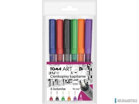 Cienkopisy kapilarne, końcówka 0,5mm, komplet 6 kolorów TO-347-6 Toma