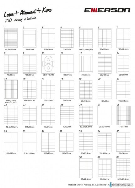 Etykiety A4 70*30 biała (100) 008 EMERSON eta4070x030w