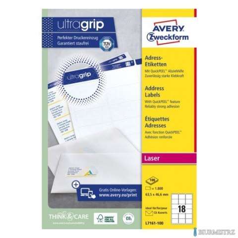 Etykiety adresowe L7161-100 63,5 x 46,6 100ark. Avery Zweckform