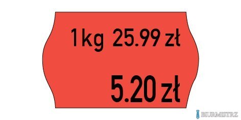 Etykiety cenowe w rolce do metkownicy dwurzędowej Meto, 26x16 mm, czerwone opakowanie 6 rolek M30014337