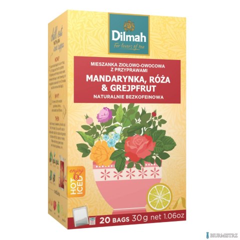 Herbata DILMAH mandarynka, róża i grejpfrut 20t ziołowo-owocowa