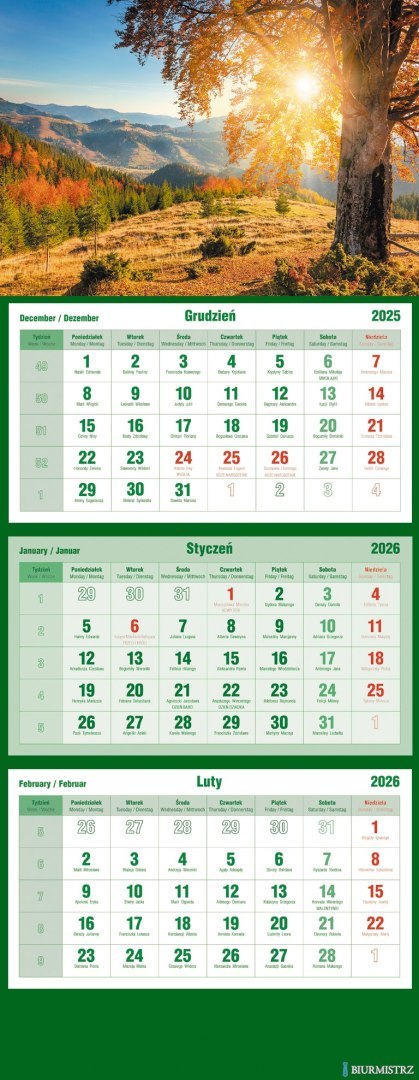 Kalendarz trójdzielny 2026 Wyspa Michalczyk i Prokop T-105T-05