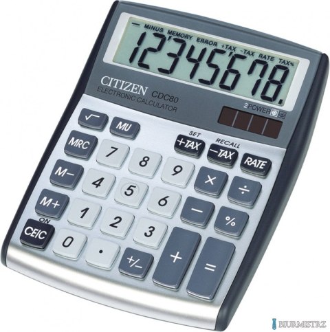 Kalkulator biurowy CITIZEN CDC-80WB, 8-cyfrowy, 135x105mm, szary