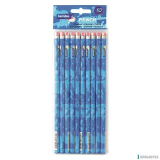 Ołówek LAMBO SCHOOL FANTAZYJNY (10szt) z kol.gumką L230W10