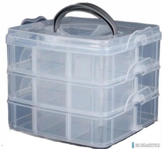 Organizer pojemnik 18 przegródek 3 warstwy 15x15x12,5cm P2007623 na śrubki / koraliki