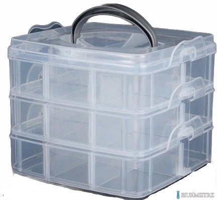 Organizer pojemnik 18 przegródek 3 warstwy 15x15x12,5cm P2007623 na śrubki / koraliki