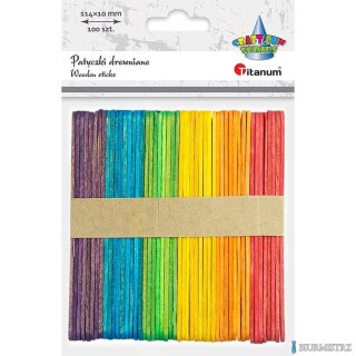 Patyczki drewniane mix kolorów (100) 11,4cm 361574 TITANUM 50 kolorowych + 50 naturalnych