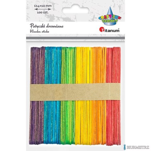 Patyczki drewniane mix kolorów (100) 11,4cm 361574 TITANUM 50 kolorowych + 50 naturalnych