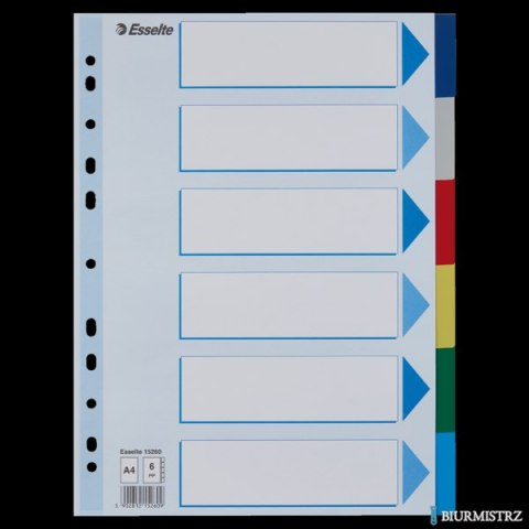 Przekładki plastikowe z PP A4 Esselte, 6 kart, , 15260