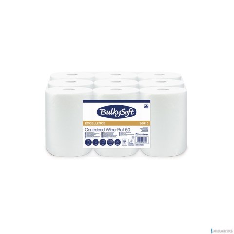 Ręcznik w roli mini centralnego dozowania (9rolek) biały, celuloza, 2w, 60m, Premium, 96610 BULKYSOFT
