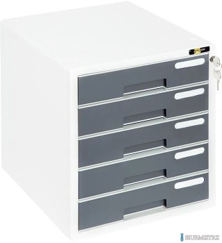 Szafka na dokumenty YELLOW ONE YL-SP05 plastikowa - 5 szufl. + zamek, szary 120-1892 (X)