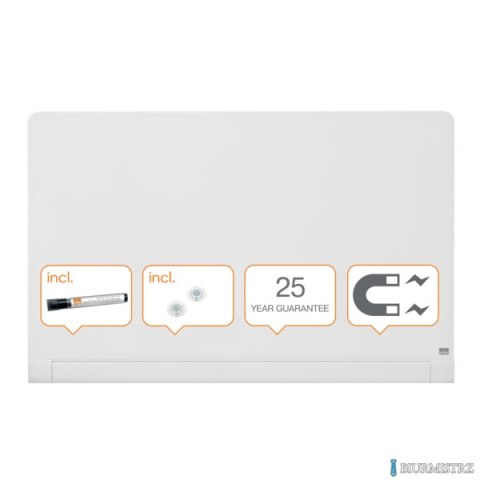 Szklana tablica Nobo Impression Pro z zaokrąglonymi rogami 1260x710mm, lśniąca biel