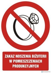 Tabliczka Zakaz noszenia biżuterii ZZ-20Z/11881ZN (X)