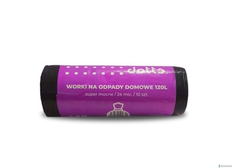 Worki na śmieci 120l 10szt. DOTTS super mocne (LDPE) 24mic czarne