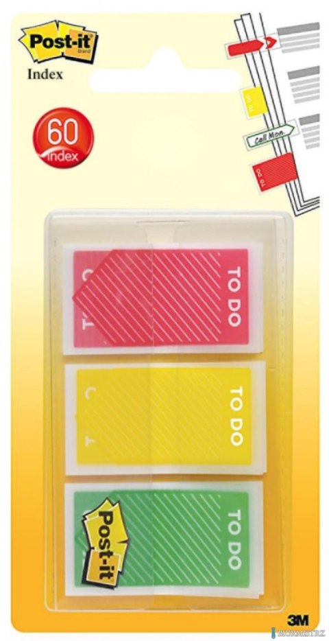 Zakładki indeksujące POST-IT_ (682-TODO), PP, 23,8x43,2mm, 3x20 kart., mix kolorów