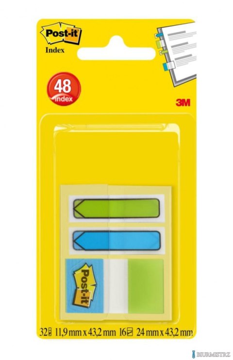 Zakładki indeksujące POST-IT_ do archiwizacji (680-684A-EU), PP, 2x16 strzałek 11,9x43,2mm + 16 zakładek 23,8x43,2mm, morskie ko