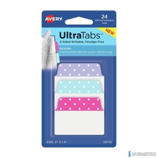 Zakładki indeksujące	Ultra Tabs, kolorowe ze wzorem, 50,8 x 38,1, 24 szt. 74773