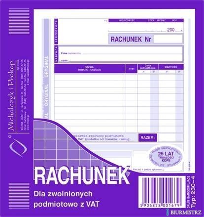 230-4 Rachunek MICHALCZYK&PROKOP 2/3 A5 80 kartek