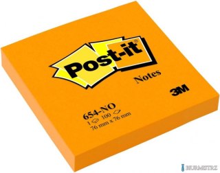 Bloczek samoprzylepny POST-IT_ (654N), 76x76mm, 1x100 kart., jaskrawy pomarańczowy