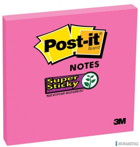 Bloczek_ samoprzylepny POST-IT_ Super sticky, (654-6SS-PNK), 76x76mm, 1x90 kart., fuksja