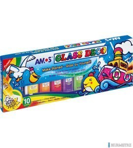 Farby witrażowe GD22P10 AMOS 10 kolorów + kontur 22ml 170-2221 SALE